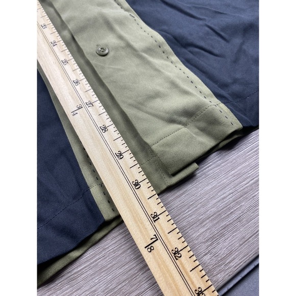 Nat Nast Mens Colorblock 100% Silk Long Sleeve Bowling Shirt Olive Black Size L - Picture 10 of 10
